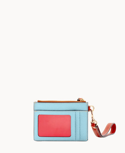 Pebble Grain Zip Top Card Case Wristlet