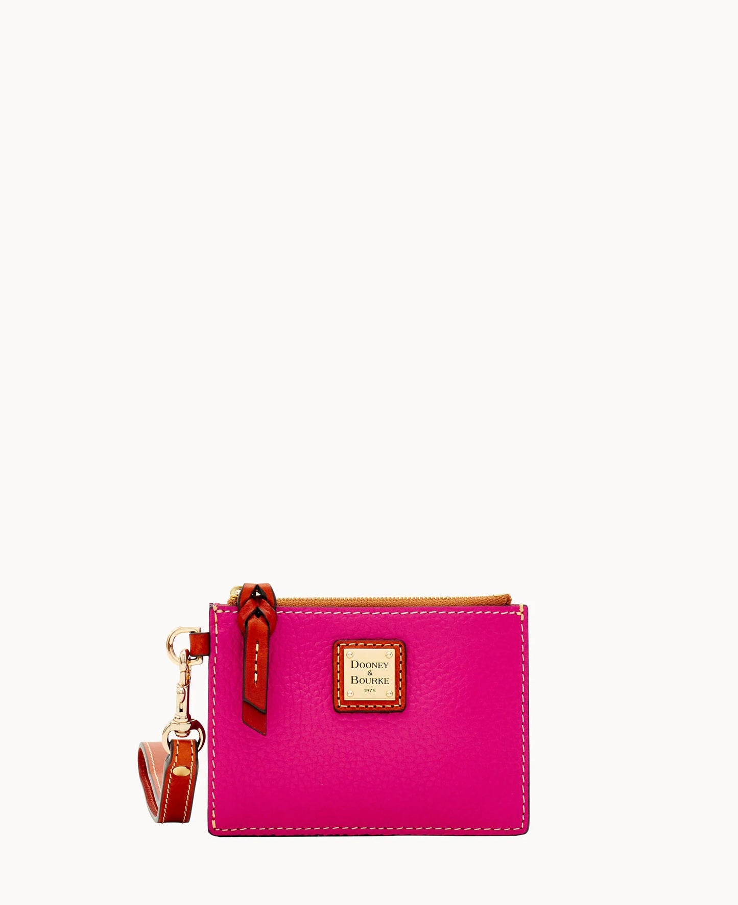 Pebble Grain Zip Top Card Case Wristlet