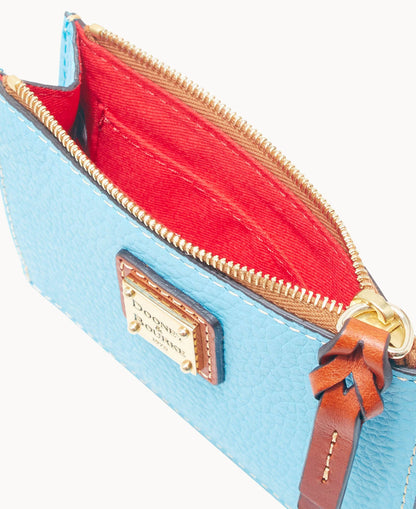 Pebble Grain Zip Top Card Case Wristlet
