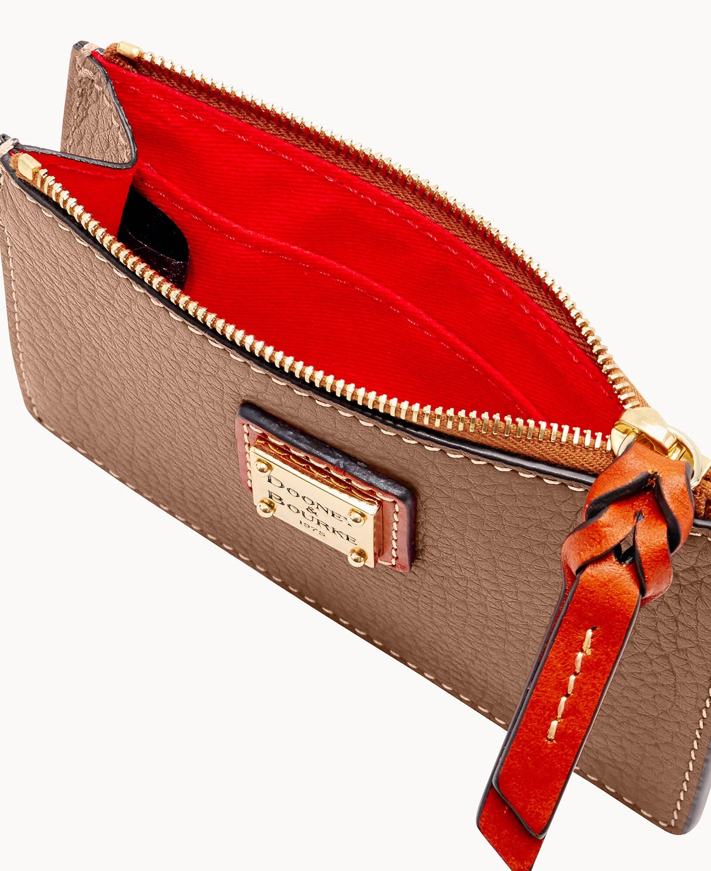 Pebble Grain Zip Top Card Case Wristlet