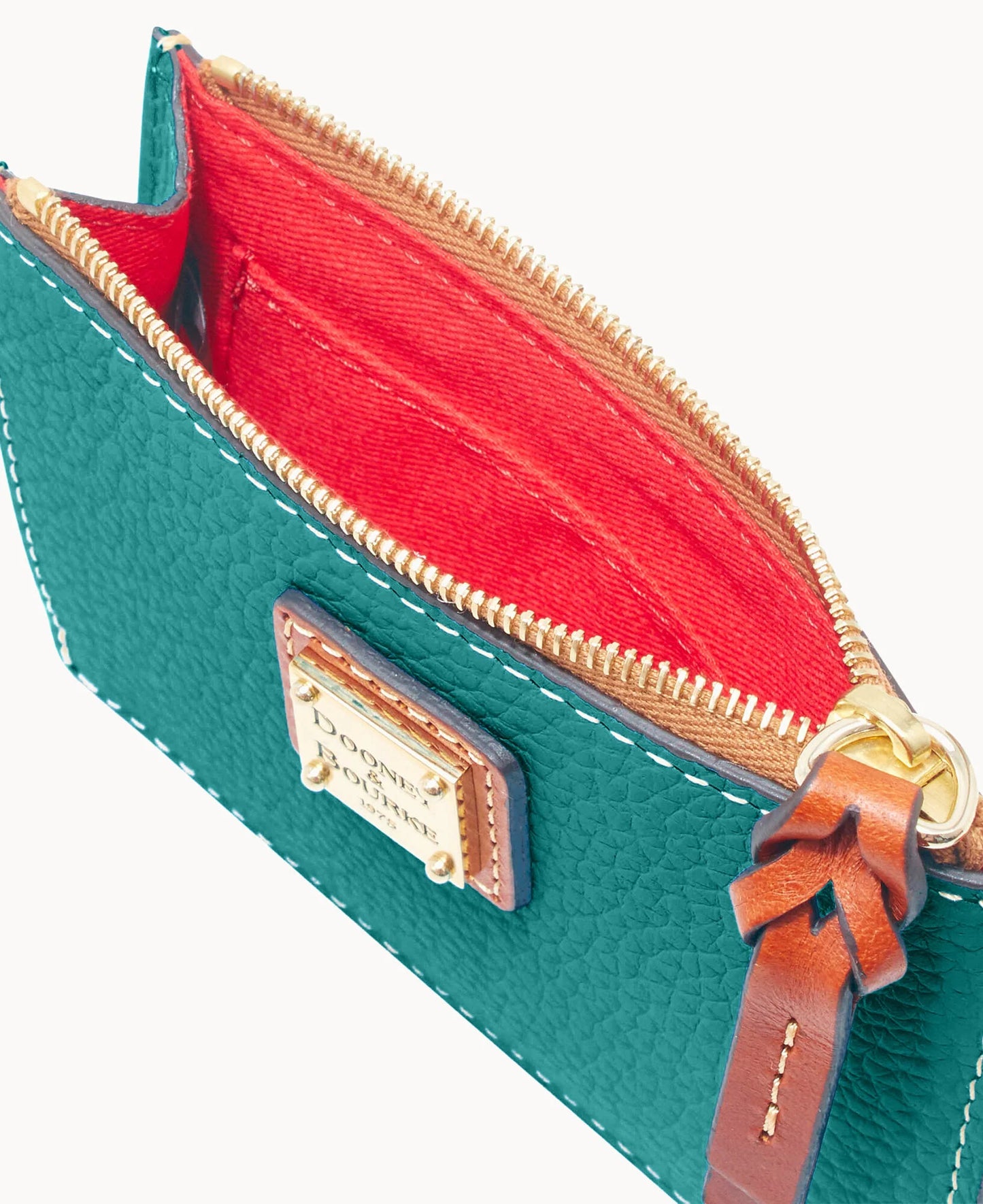 Pebble Grain Zip Top Card Case Wristlet