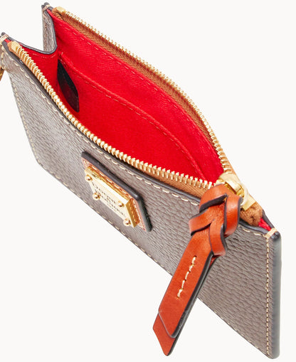 Pebble Grain Zip Top Card Case Wristlet