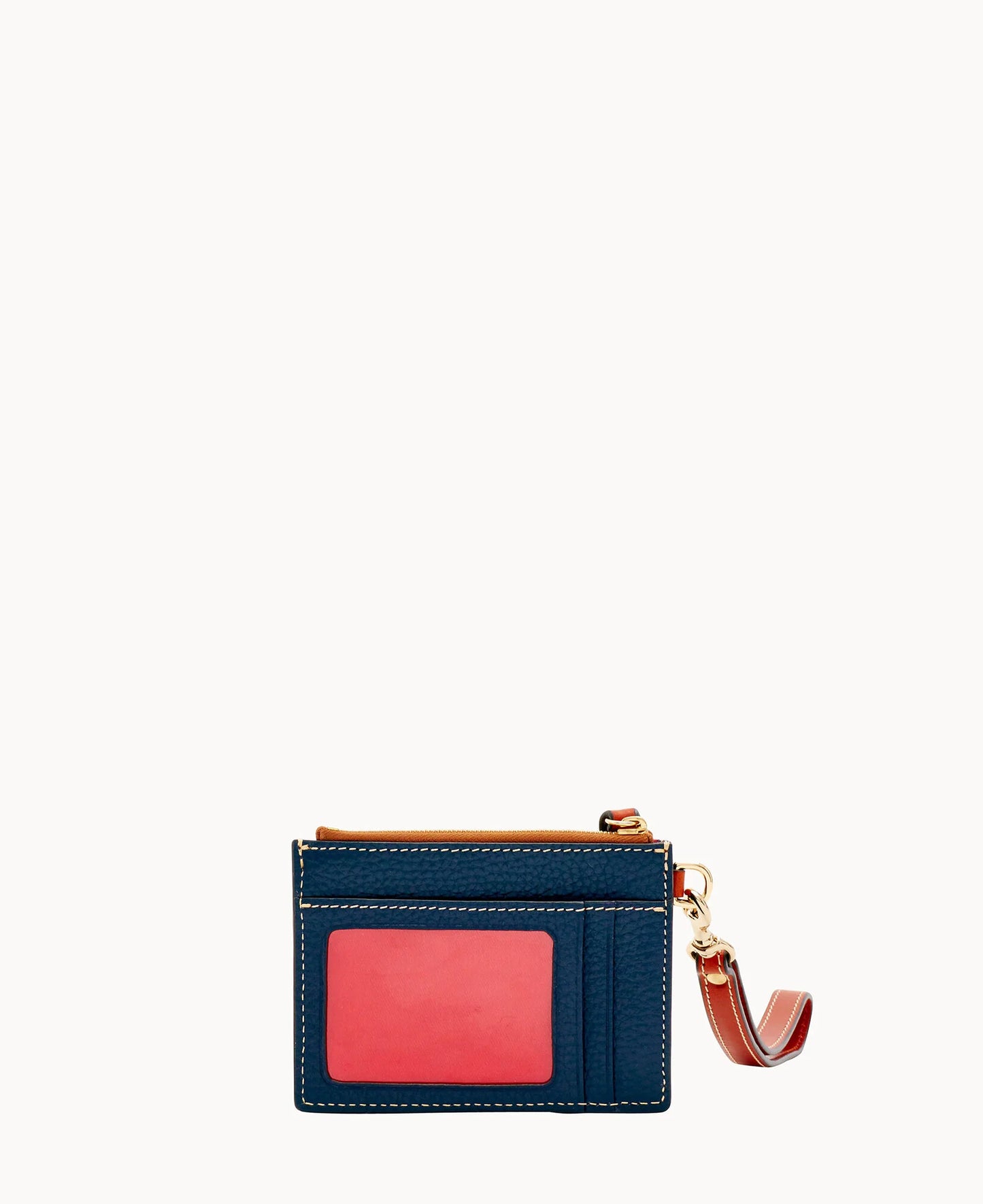 Pebble Grain Zip Top Card Case Wristlet