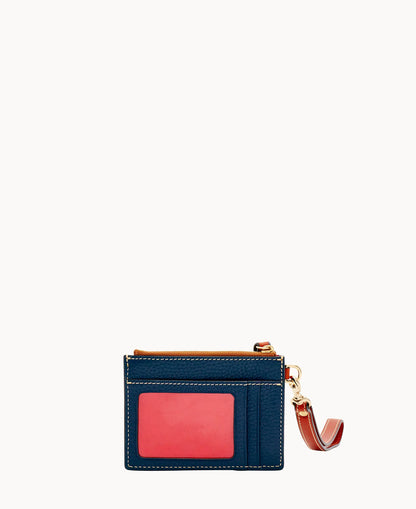 Pebble Grain Zip Top Card Case Wristlet