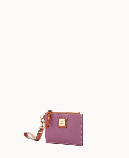 Pebble Grain Zip Top Card Case Wristlet