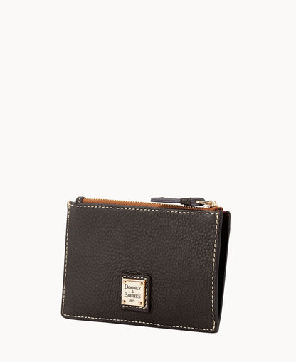 Pebble Grain Zip Credit Card Case