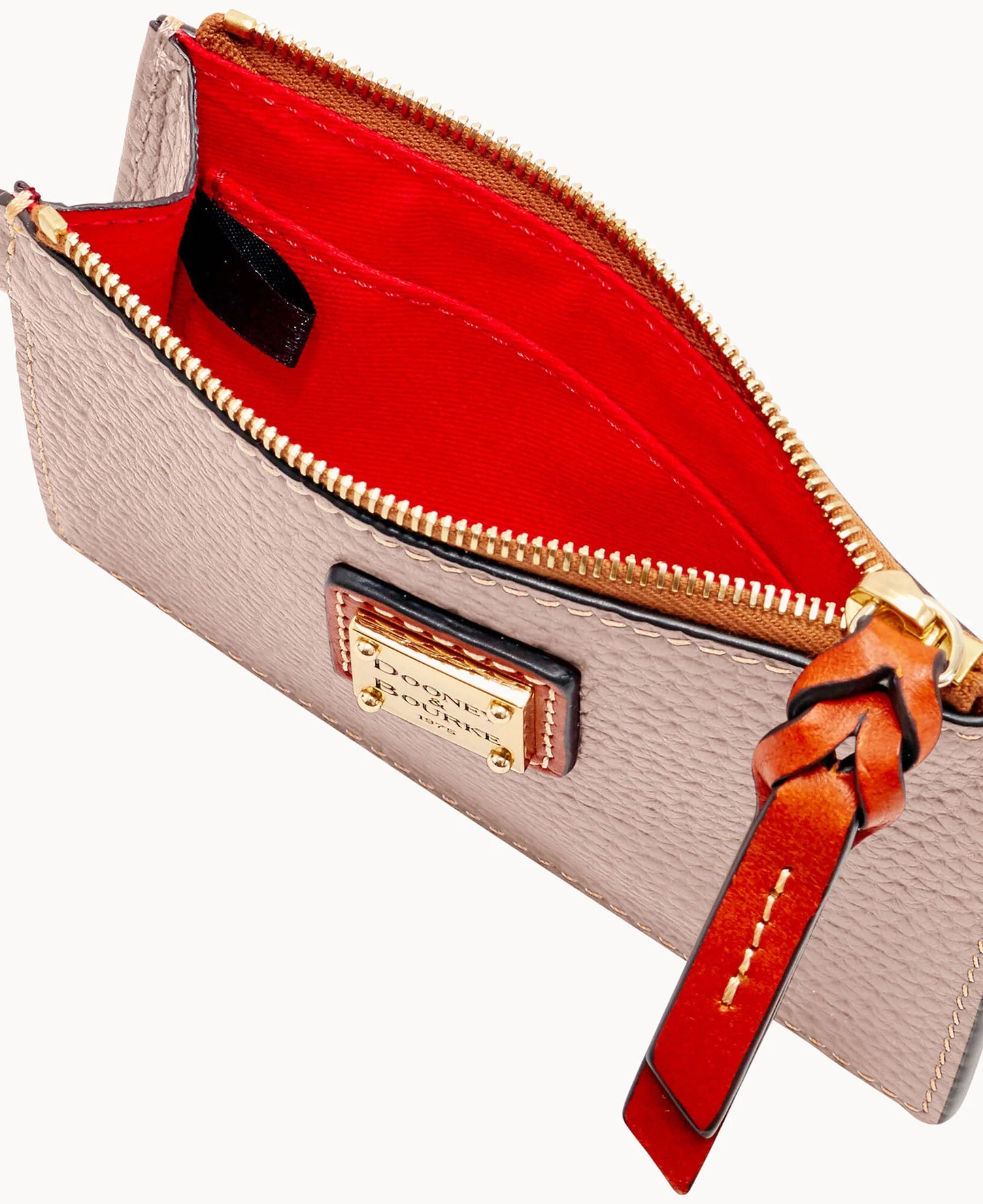 Pebble Grain Zip Top Card Case Wristlet