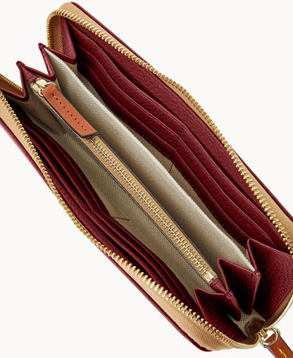 Pebble Grain Large Zip Around Wristlet