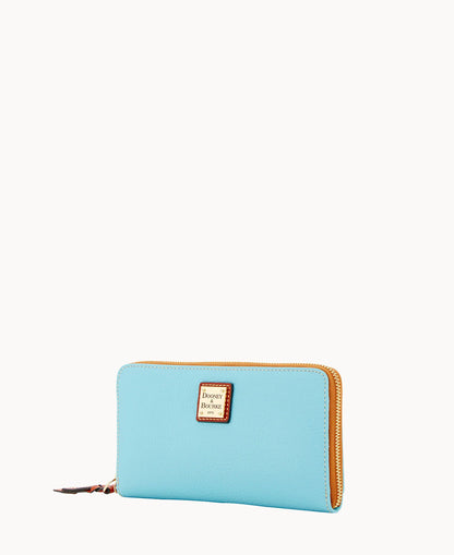 Pebble Grain Large Zip Around Wristlet