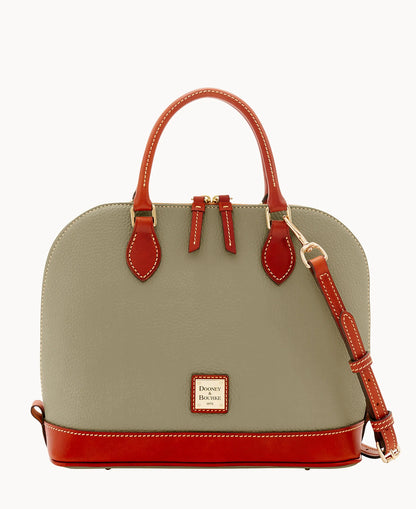 Pebble Grain Zip Zip Satchel