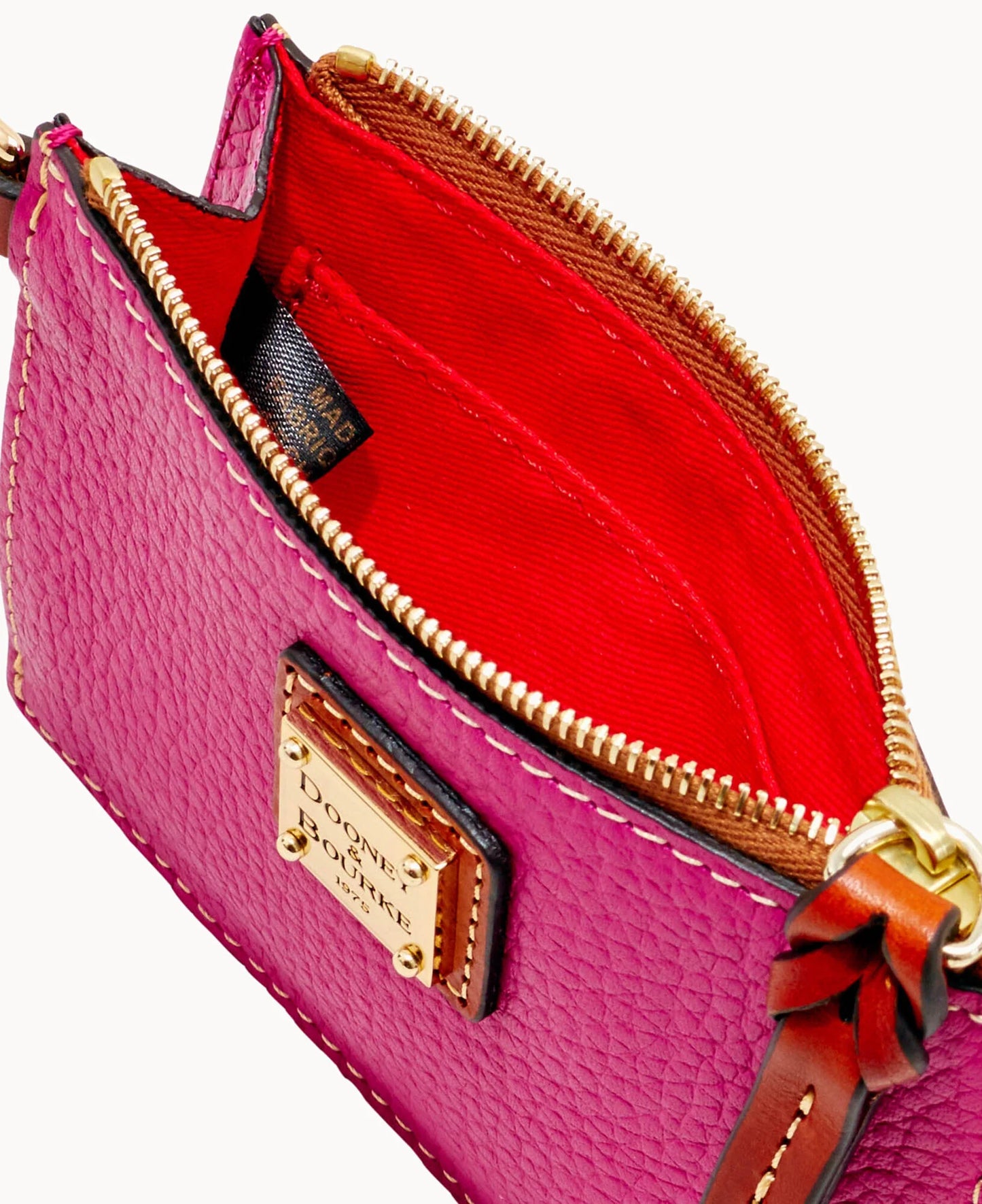 Pebble Grain Zip Top Card Case Wristlet