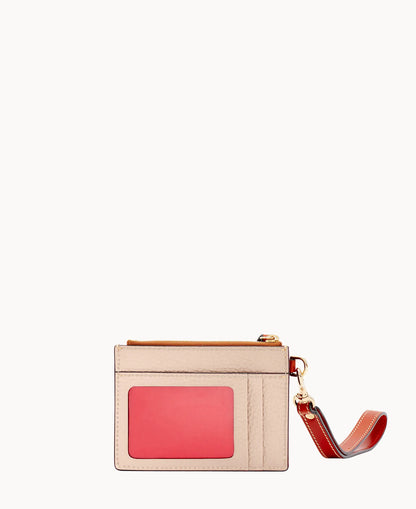 Pebble Grain Zip Top Card Case Wristlet