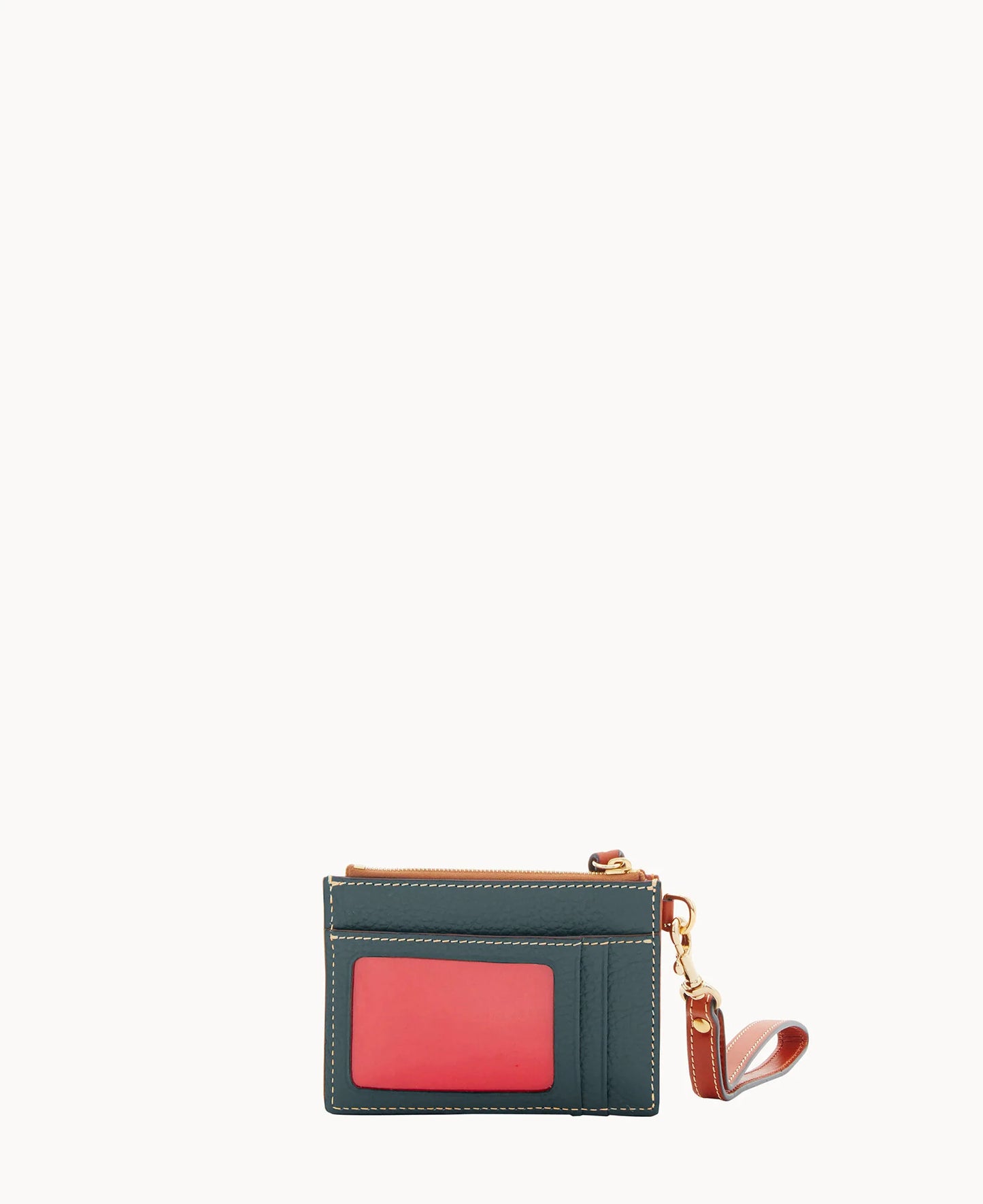 Pebble Grain Zip Top Card Case Wristlet