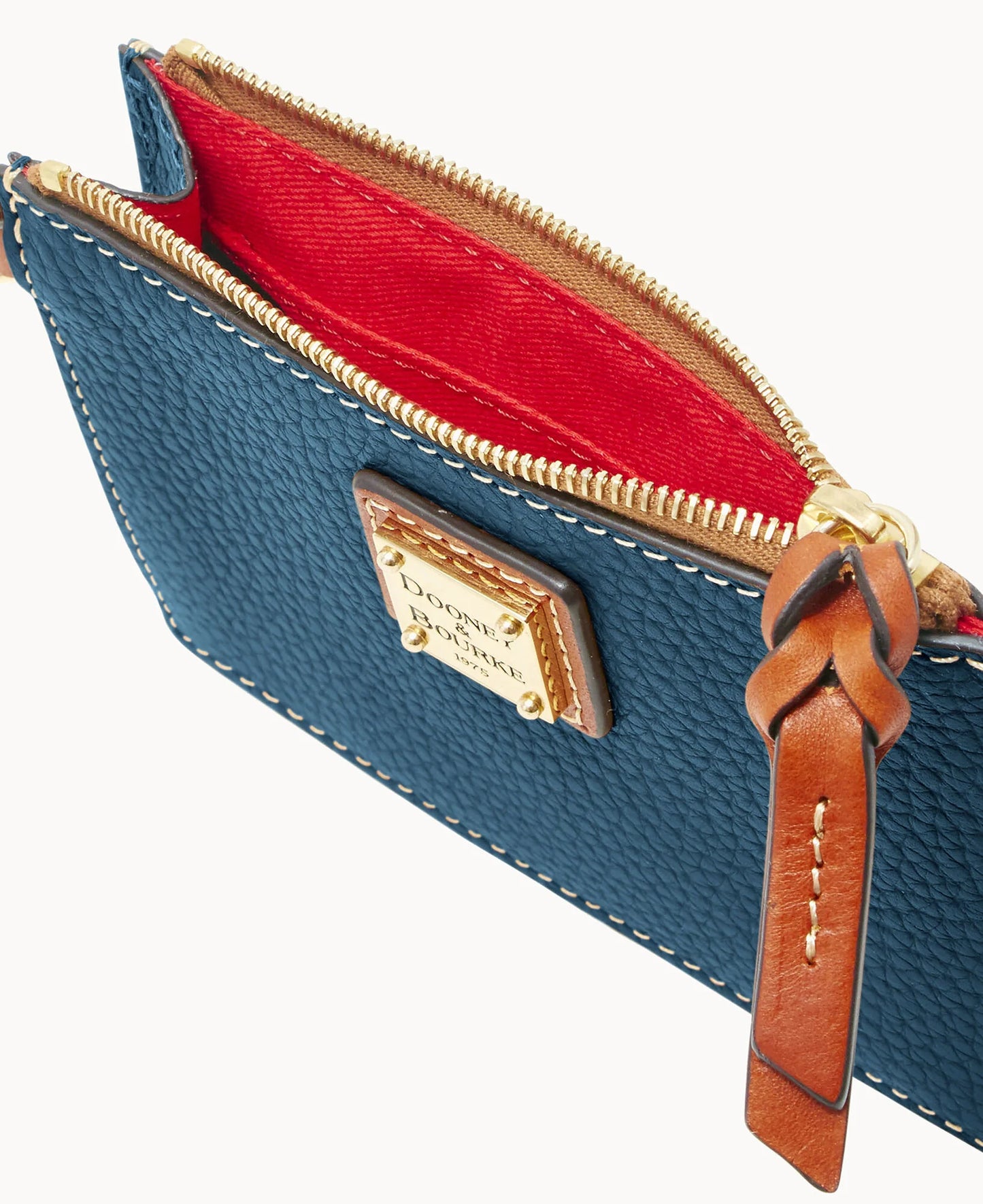 Pebble Grain Zip Top Card Case Wristlet