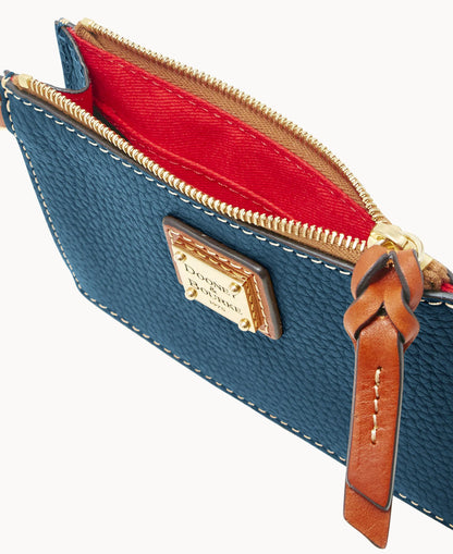 Pebble Grain Zip Top Card Case Wristlet