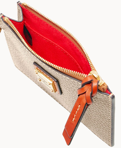 Pebble Grain Zip Top Card Case Wristlet