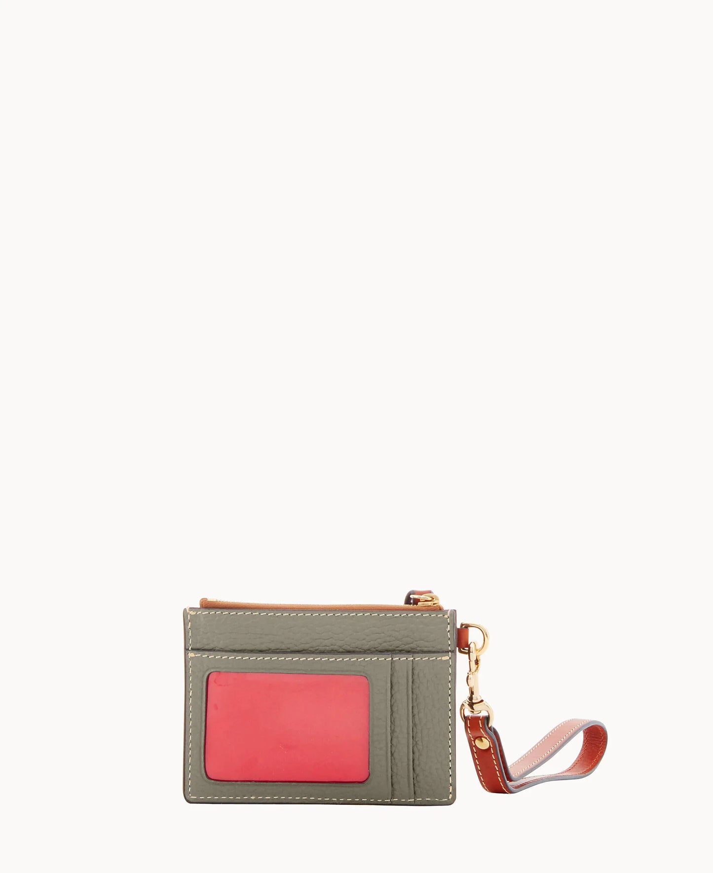 Pebble Grain Zip Top Card Case Wristlet