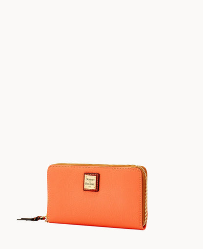 Pebble Grain Large Zip Around Wristlet