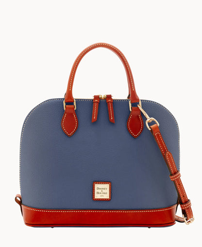 Pebble Grain Zip Zip Satchel