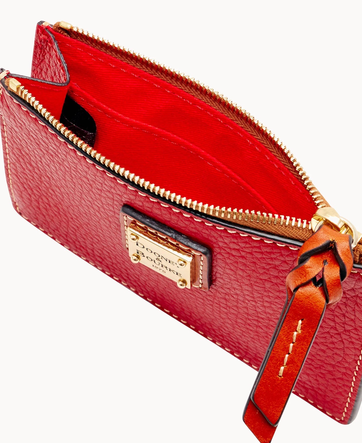 Pebble Grain Zip Top Card Case Wristlet