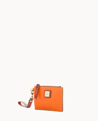 Pebble Grain Zip Top Card Case Wristlet