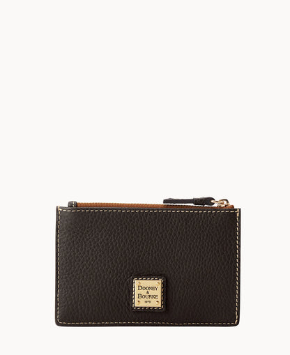 Pebble Grain Zip Credit Card Case