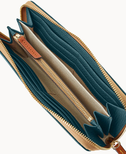 Pebble Grain Large Zip Around Wristlet