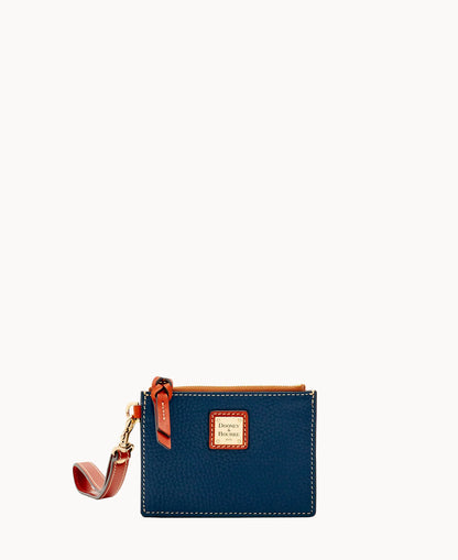 Pebble Grain Zip Top Card Case Wristlet
