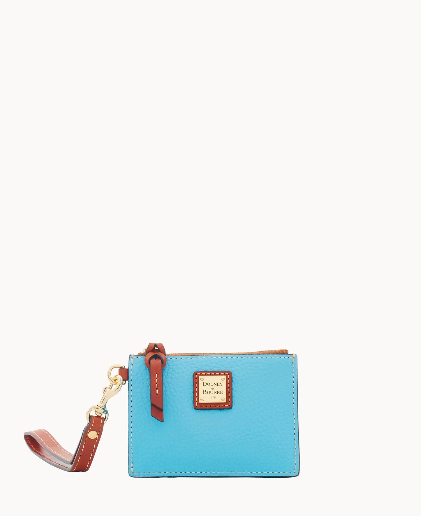 Pebble Grain Zip Top Card Case Wristlet