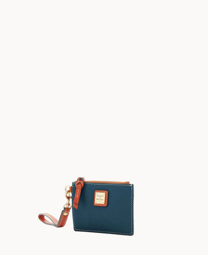 Pebble Grain Zip Top Card Case Wristlet