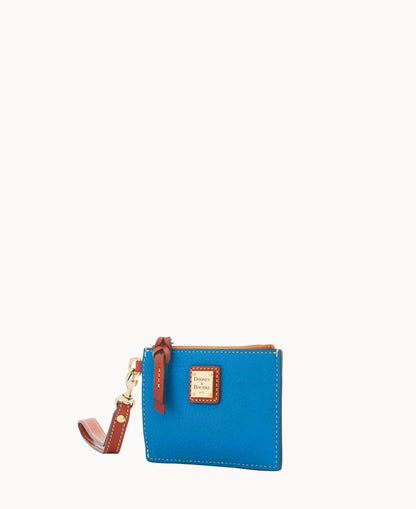 Pebble Grain Zip Top Card Case Wristlet