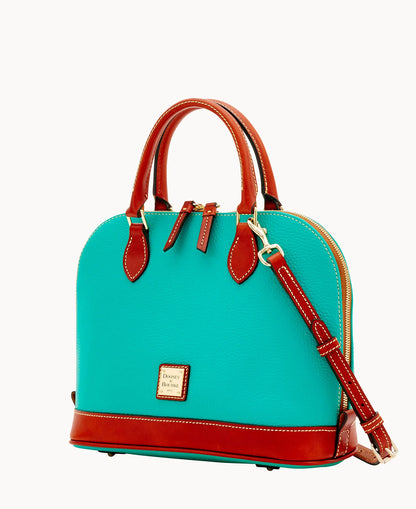 Pebble Grain Zip Zip Satchel