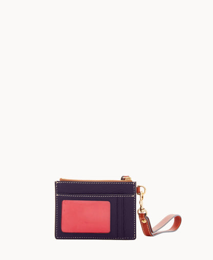Pebble Grain Zip Top Card Case Wristlet