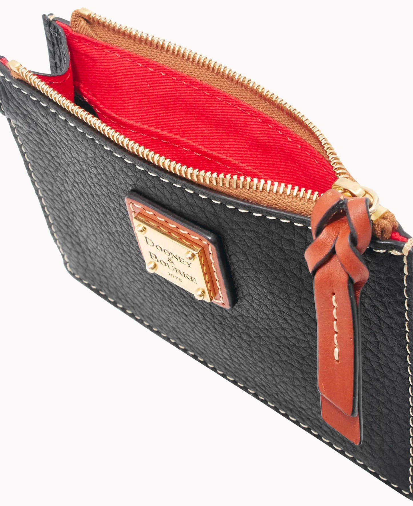 Pebble Grain Zip Top Card Case Wristlet