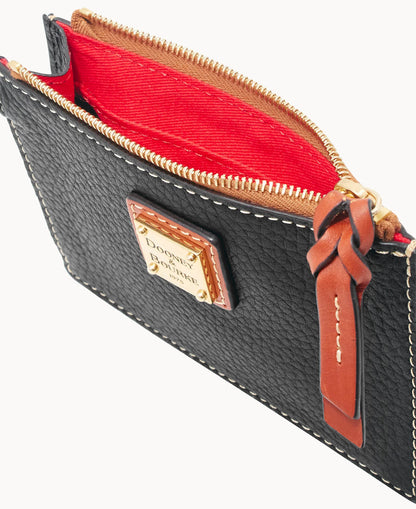 Pebble Grain Zip Top Card Case Wristlet