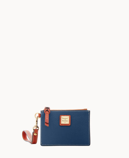 Pebble Grain Zip Top Card Case Wristlet