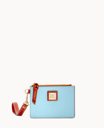Pebble Grain Zip Top Card Case Wristlet