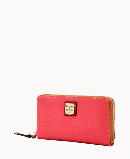 Pebble Grain Large Zip Around Wristlet