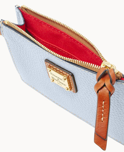 Pebble Grain Zip Top Card Case Wristlet