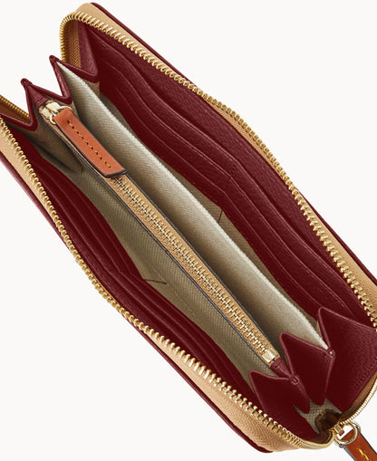 Pebble Grain Large Zip Around Wristlet