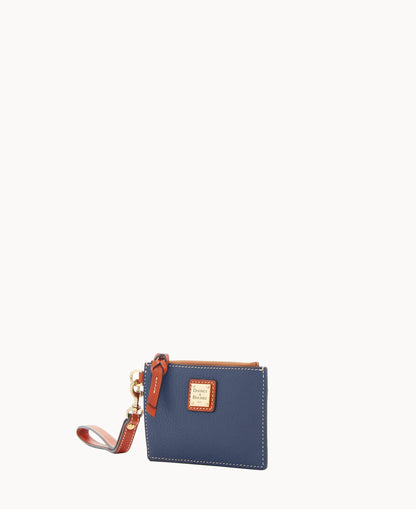 Pebble Grain Zip Top Card Case Wristlet