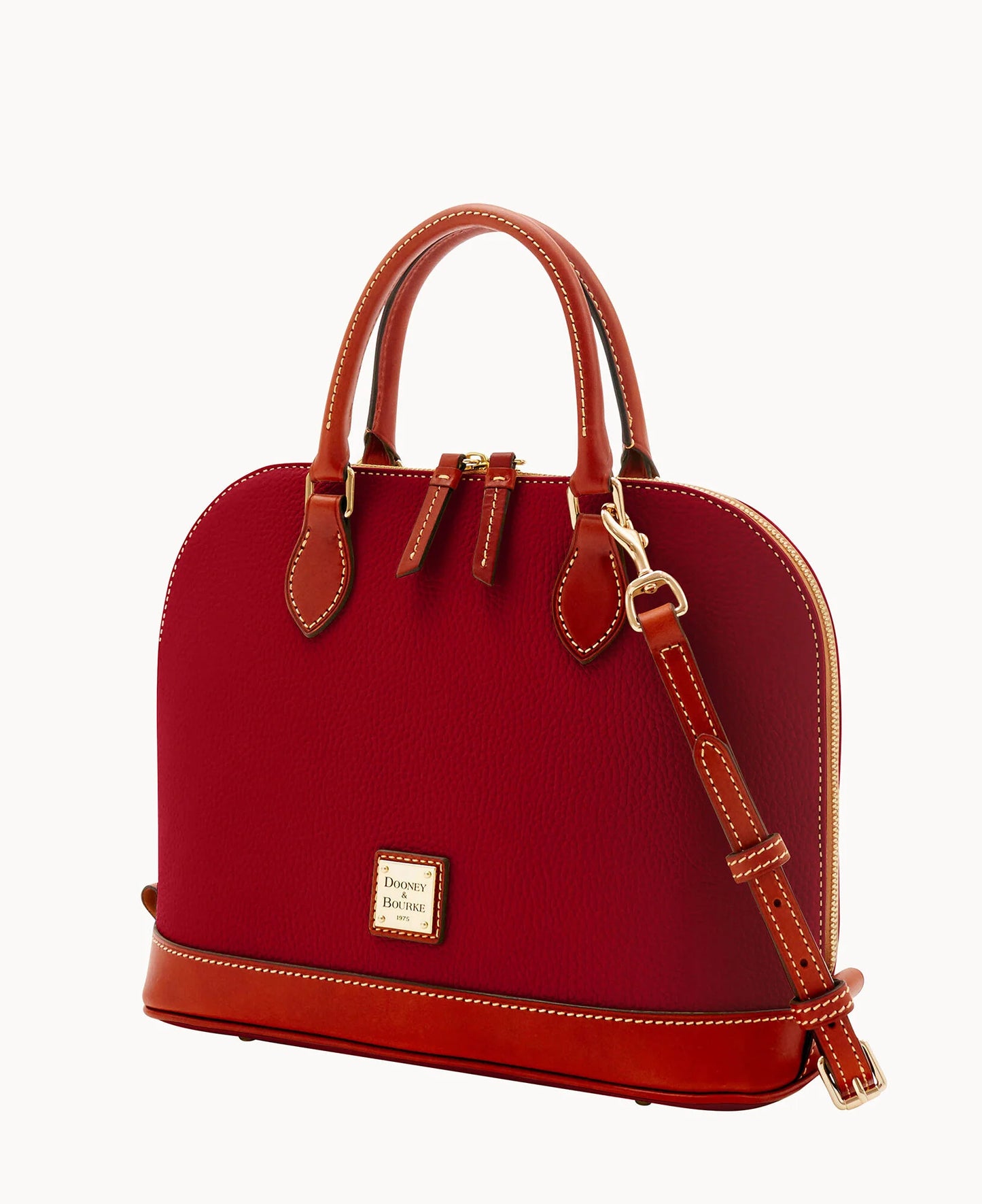 Pebble Grain Zip Zip Satchel