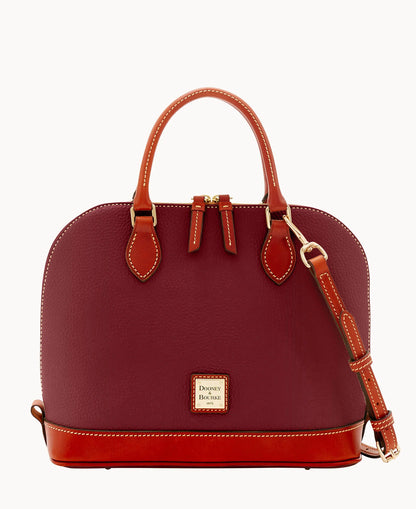 Pebble Grain Zip Zip Satchel