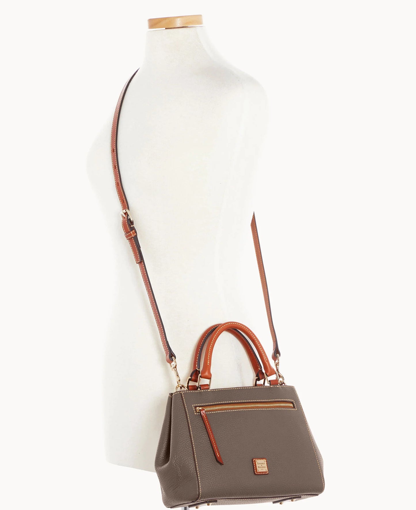 Pebble Grain Small Zip Satchel