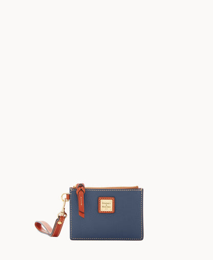 Pebble Grain Zip Top Card Case Wristlet