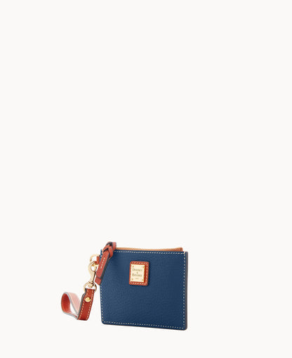 Pebble Grain Zip Top Card Case Wristlet