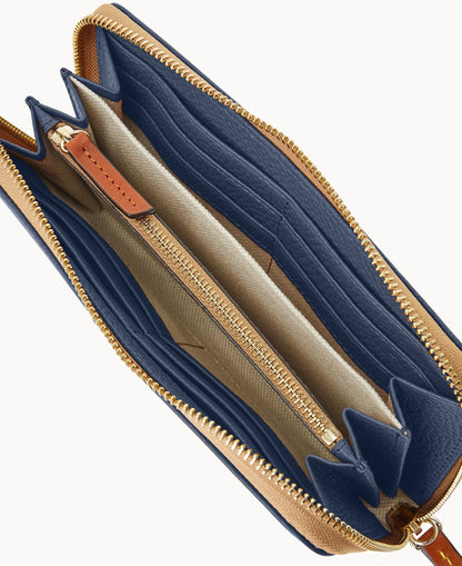 Pebble Grain Large Zip Around Wristlet