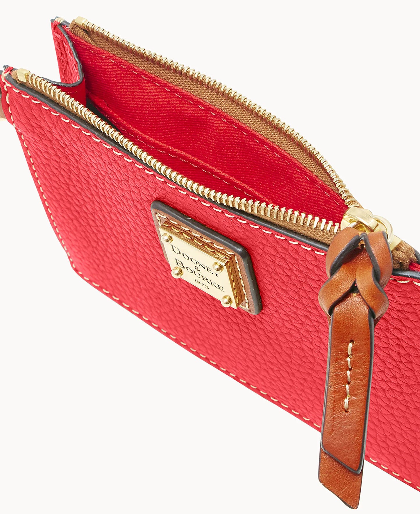Pebble Grain Zip Top Card Case Wristlet