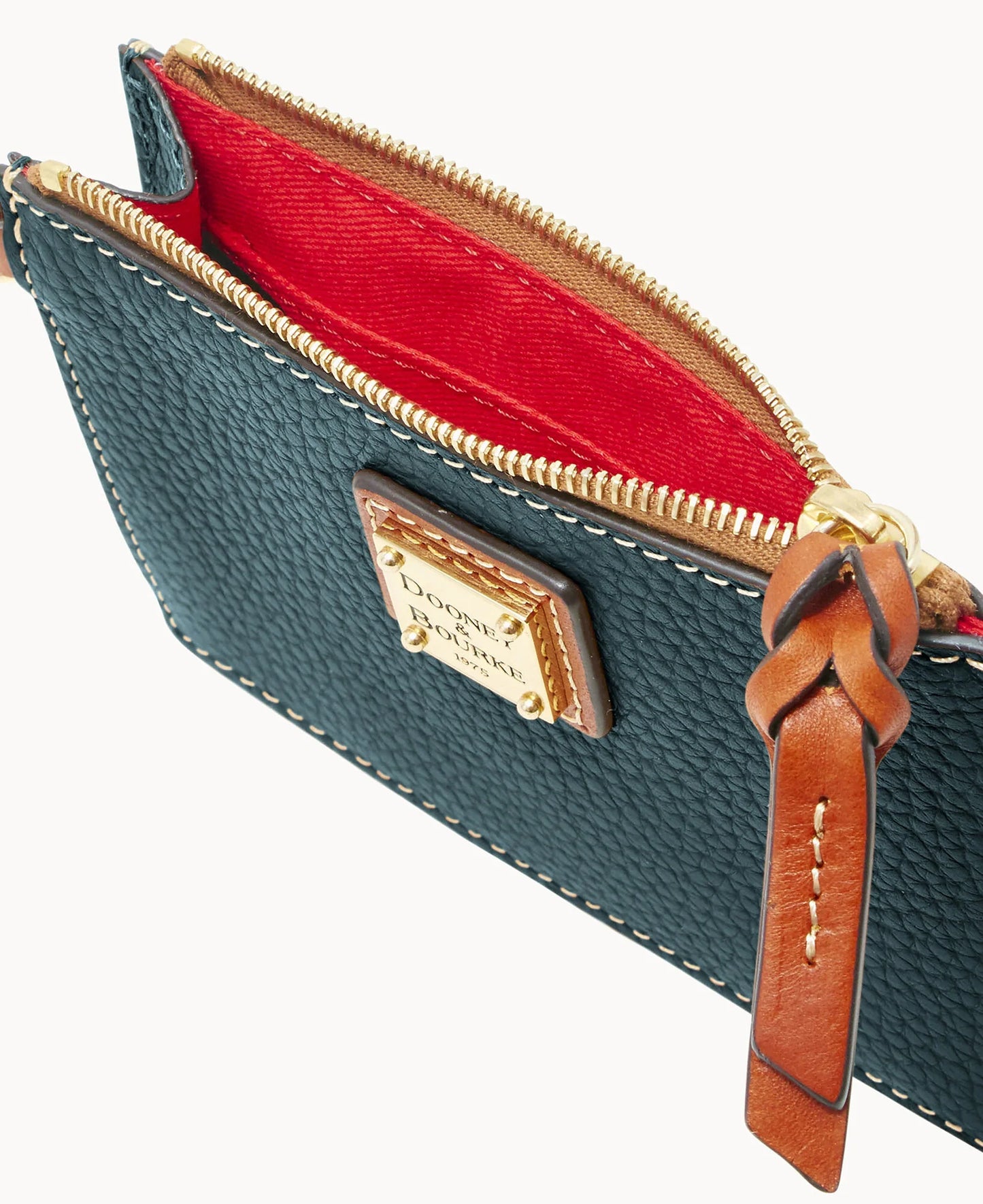 Pebble Grain Zip Top Card Case Wristlet
