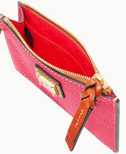 Pebble Grain Zip Top Card Case Wristlet